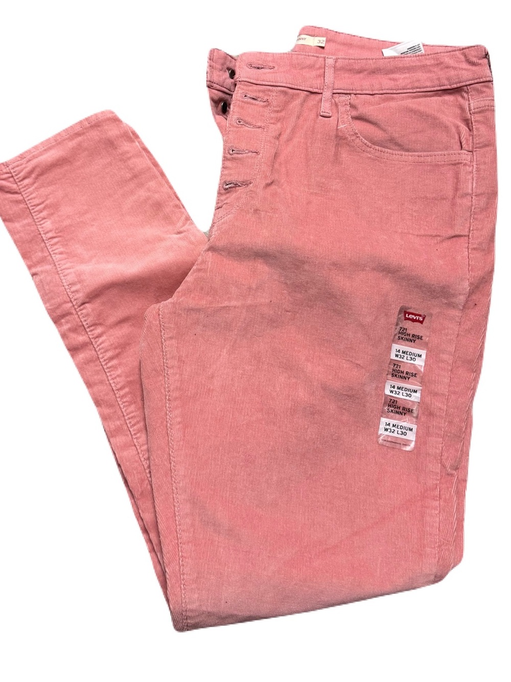Levi's Rose Pink Corduroy High-Rise Jeans
